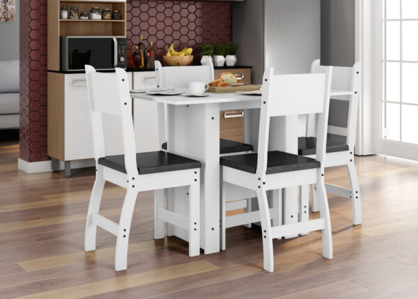 Conjunto Sala de Jantar Retangular Mesa Milano 108cm com 04 Cadeiras