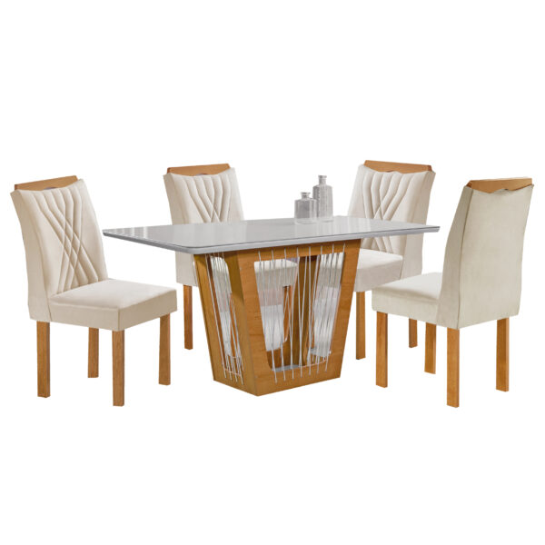 Mesa de jantar Marselha 1,70 M com 6 cadeira Marselha